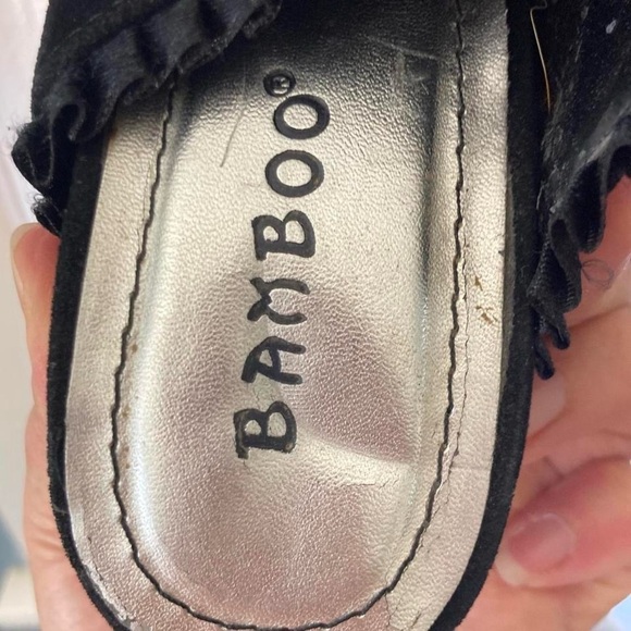 Black Suede Wedges with Colorful Butterfly Accents Bamboo 6 1/2 - Picture 8 of 8